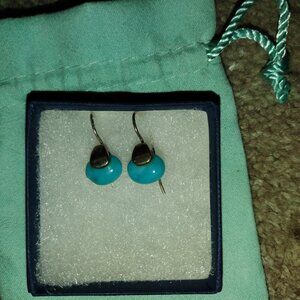Turquoise Blue Bead Drop Earrings – Sterling Silver Hooks